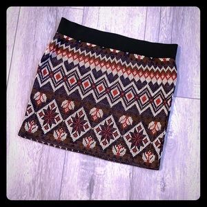 ZINGA Women’s Brown Tribal Print Mini Skirt Size Small EUC